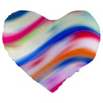 Vivid Colorful Wavy Abstract Print Large 19  Premium Heart Shape Cushions Front