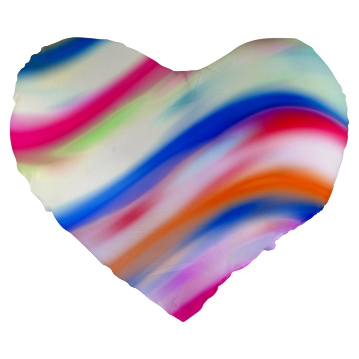 Vivid Colorful Wavy Abstract Print Large 19  Premium Heart Shape Cushions