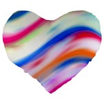 Vivid Colorful Wavy Abstract Print Large 19  Premium Heart Shape Cushions Back