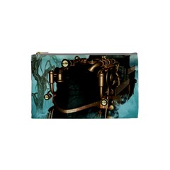 Spirit Of Steampunk, Awesome Train In The Sky Cosmetic Bag (small) by FantasyWorld7