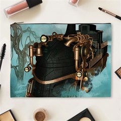 Spirit Of Steampunk, Awesome Train In The Sky Cosmetic Bag (xl) by FantasyWorld7