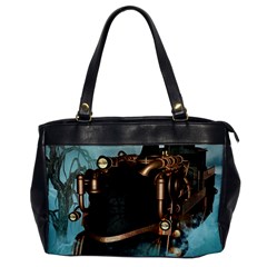 Spirit Of Steampunk, Awesome Train In The Sky Oversize Office Handbag by FantasyWorld7