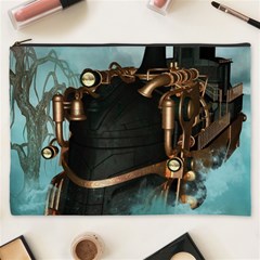 Spirit Of Steampunk, Awesome Train In The Sky Cosmetic Bag (xxxl) by FantasyWorld7