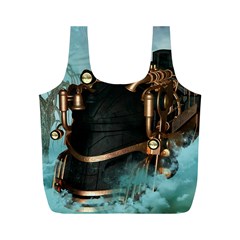 Spirit Of Steampunk, Awesome Train In The Sky Full Print Recycle Bag (m) by FantasyWorld7