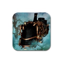 Spirit Of Steampunk, Awesome Train In The Sky Rubber Square Coaster (4 Pack) 