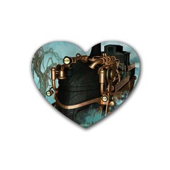 Spirit Of Steampunk, Awesome Train In The Sky Heart Coaster (4 Pack)  by FantasyWorld7