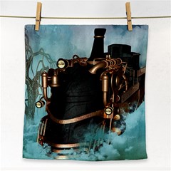 Spirit Of Steampunk, Awesome Train In The Sky Face Towel by FantasyWorld7