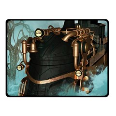 Spirit Of Steampunk, Awesome Train In The Sky Fleece Blanket (small) by FantasyWorld7