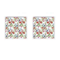 Vintage red and blue flowers Cufflinks (Square)