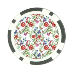 Vintage red and blue flowers Poker Chip Card Guard