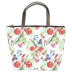 Vintage red and blue flowers Bucket Bag