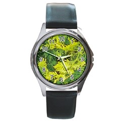 Garden Of The Phoenix Round Metal Watch by Riverwoman