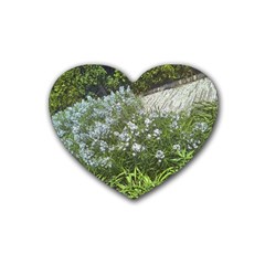 Lurie Garden Amsonia Rubber Coaster (heart)  by Riverwoman