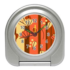 Amber Yellow Stripes Leaves Floral Travel Alarm Clock by Mariart