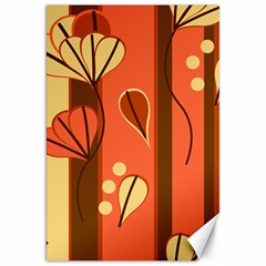 Amber Yellow Stripes Leaves Floral Canvas 20  X 30  by Mariart