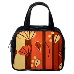 Amber Yellow Stripes Leaves Floral Classic Handbag (one Side) by Mariart