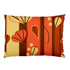 Amber Yellow Stripes Leaves Floral Pillow Case by Mariart