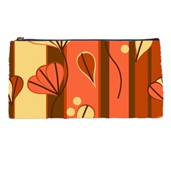 Amber Yellow Stripes Leaves Floral Pencil Cases by Mariart