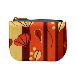 Amber Yellow Stripes Leaves Floral Mini Coin Purse by Mariart