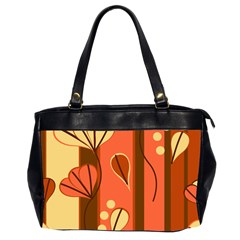 Amber Yellow Stripes Leaves Floral Oversize Office Handbag (2 Sides) by Mariart