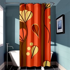 Amber Yellow Stripes Leaves Floral Shower Curtain 36  X 72  (stall)  by Mariart