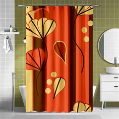 Amber Yellow Stripes Leaves Floral Shower Curtain 48  X 72  (small)  by Mariart