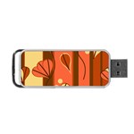 Amber Yellow Stripes Leaves Floral Portable USB Flash (Two Sides) Front