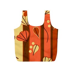 Amber Yellow Stripes Leaves Floral Full Print Recycle Bag (s) by Mariart