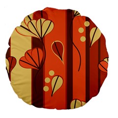 Amber Yellow Stripes Leaves Floral Large 18  Premium Flano Round Cushions by Mariart