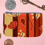 Amber Yellow Stripes Leaves Floral Large Coin Purse Front