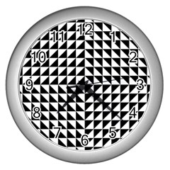 Optical Illusion Illusion Black Wall Clock (silver) by Pakrebo