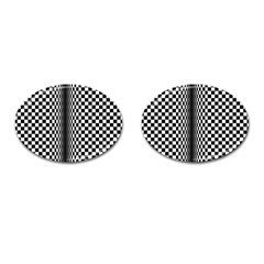 Art Optical Black White Contrast Cufflinks (oval) by Pakrebo