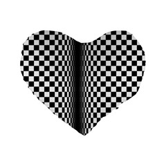 Art Optical Black White Contrast Standard 16  Premium Flano Heart Shape Cushions