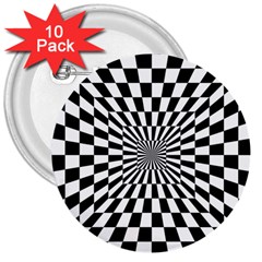 Optical Illusion Chessboard Tunnel 3  Buttons (10 Pack)  by Pakrebo