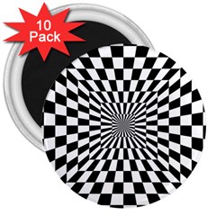 Optical Illusion Chessboard Tunnel 3  Magnets (10 Pack)  by Pakrebo