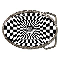 Optical Illusion Chessboard Tunnel Belt Buckles by Pakrebo