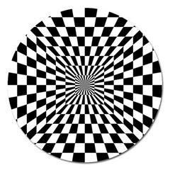 Optical Illusion Chessboard Tunnel Magnet 5  (round) by Pakrebo