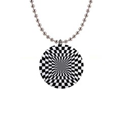 Optical Illusion Chessboard Tunnel 1  Button Necklace by Pakrebo