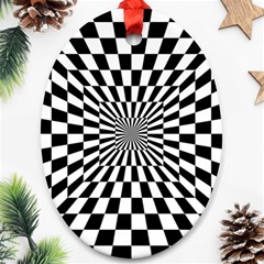 Optical Illusion Chessboard Tunnel Oval Ornament (two Sides) by Pakrebo