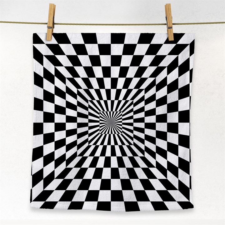 Optical Illusion Chessboard Tunnel Face Towel