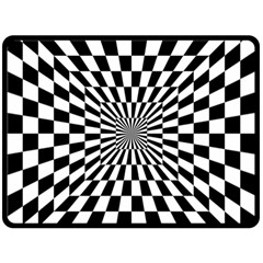 Optical Illusion Chessboard Tunnel Double Sided Fleece Blanket (large)  by Pakrebo