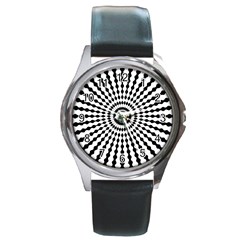 Starburst Sunburst Hypnotic Round Metal Watch by Pakrebo