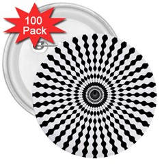 Starburst Sunburst Hypnotic 3  Buttons (100 Pack)  by Pakrebo