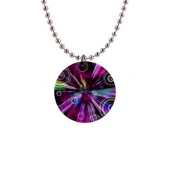 Fractal Circles Abstract 1  Button Necklace by Pakrebo