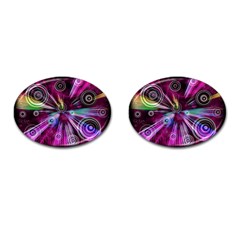 Fractal Circles Abstract Cufflinks (oval) by Pakrebo