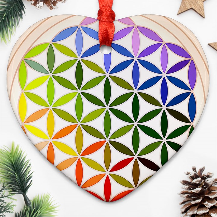 Mandala Rainbow Colorful Reiki Ornament (Heart)