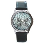 Graphic Pattern Wing Art Round Metal Watch Front