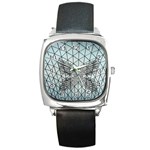 Graphic Pattern Wing Art Square Metal Watch Front