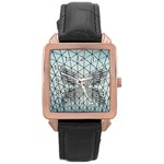 Graphic Pattern Wing Art Rose Gold Leather Watch  Front