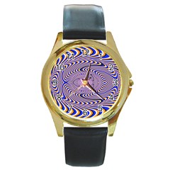 Illusion Head Idea Irritation Round Gold Metal Watch by Pakrebo